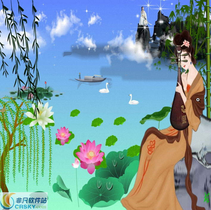 屏保(古典水墨音画仙女美景)